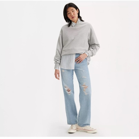 Levi's Denim - Levi's Premium Rib Cage Straight Raw Hem Jeans Light Wash Women's Size 24